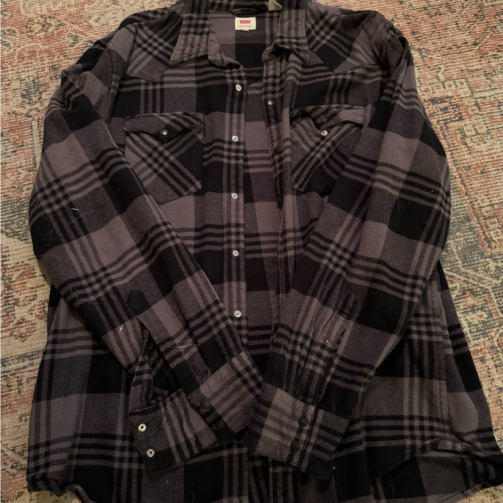 Levi's Dark Plaid Button-Up Shirt